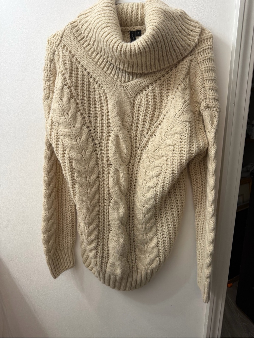 moon & madison Cream Cable Turtleneck Sweater